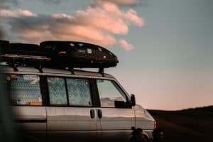 Camper van with rooftop storage